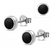 Black Onyx Sterling Silver Stud Earrings - e364